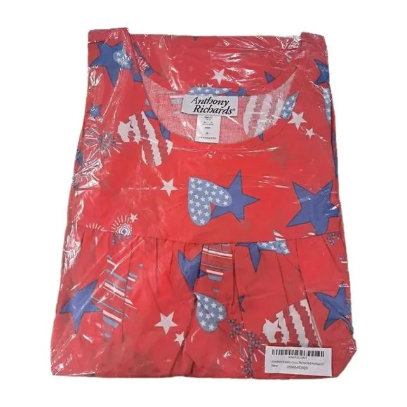 Anthony Richards VTG Americana Heart Star Mumu Patio Dress Sleeveless Women's 2X - Picture 12 of 12